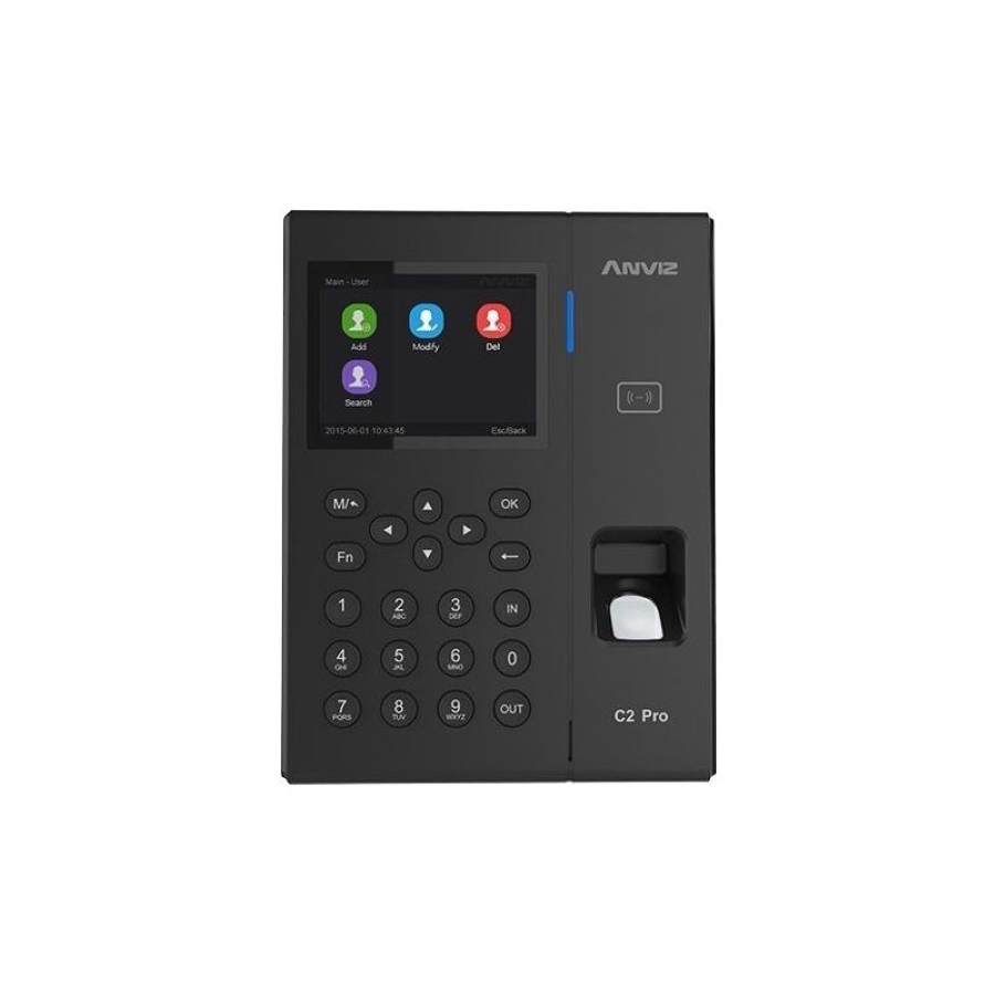 Anviz Terminal de Control de Asistencia y Acceso / Serie C2 / Huella dactilar, RFID y Teclado / Pantalla color, PoE y Linux Inside