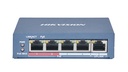 Switch no Admin. 4P PoE + 1 LAN/ 35W Hikvision