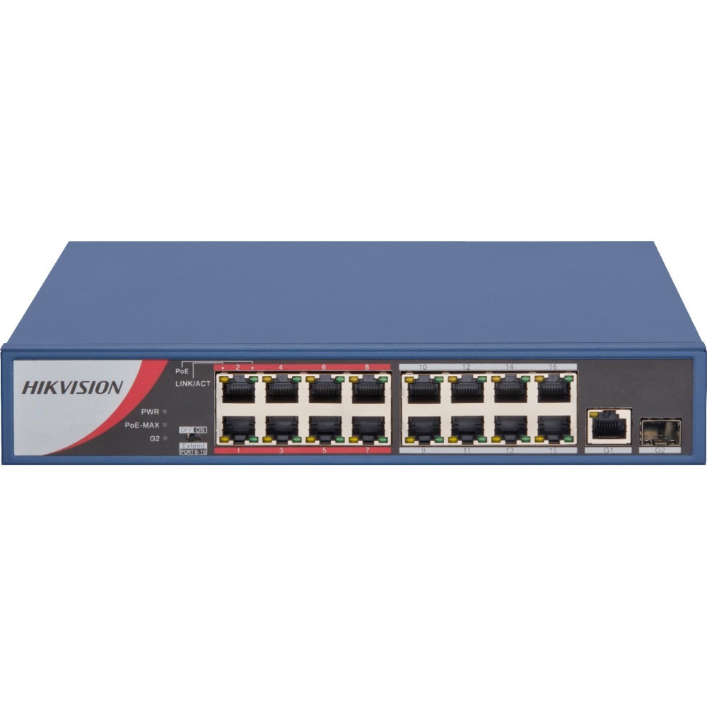 Switch no Admin. 16P PoE Gb + 2 SFP/ 125W Hikvision