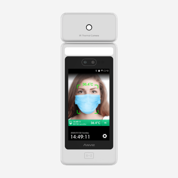 Anviz Terminal de Reconocimiento Facial con Medición de Temperatura / Serie FaceDeep 5 IRT / Detección térmica y mascarilla / IA de aprendizaje profundo, IP65