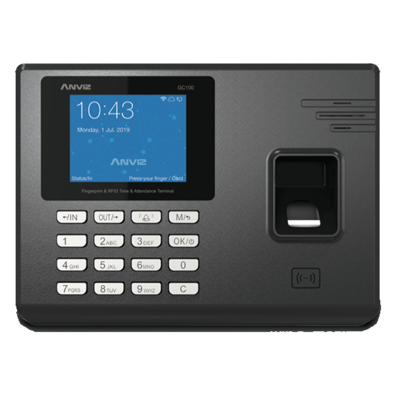 Anviz Terminal de Control de Asistencia de Huella / Serie GC100 / Capacidad 1000 huellas / TCP/IP, USB, WiFi, Cloud APP