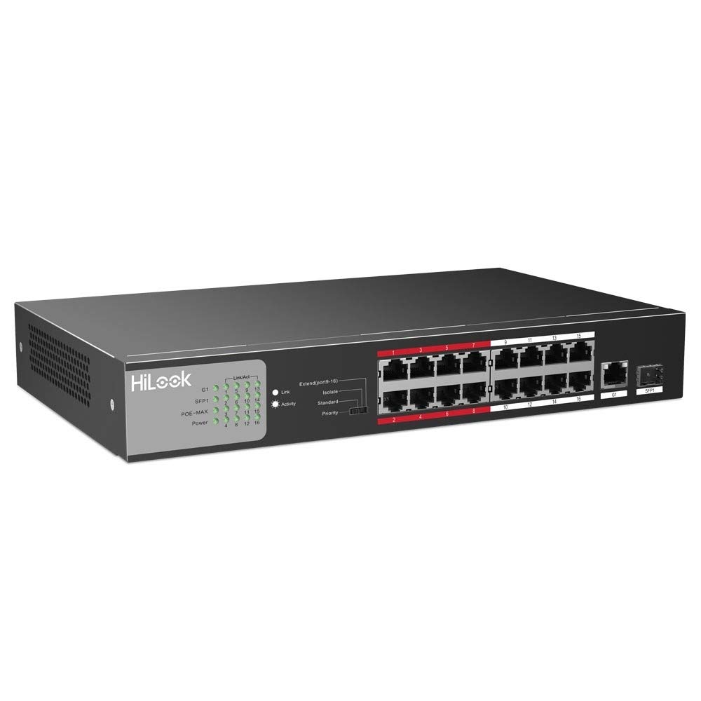 Hilook Conmutador Red 16 Puertos PoE y 2 SFP