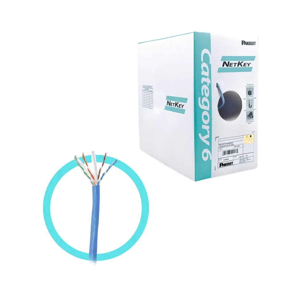 Panduit Netkey Cable Cat.6 CM 24AWG 1000 Pies Azul con Divisor