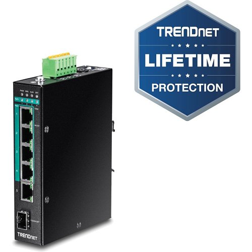 Trendnet Industrial 4-Port PoE, 1 Gigabit, 1 SFP DIN-Rail Switch, 12Gbps, Unmanaged