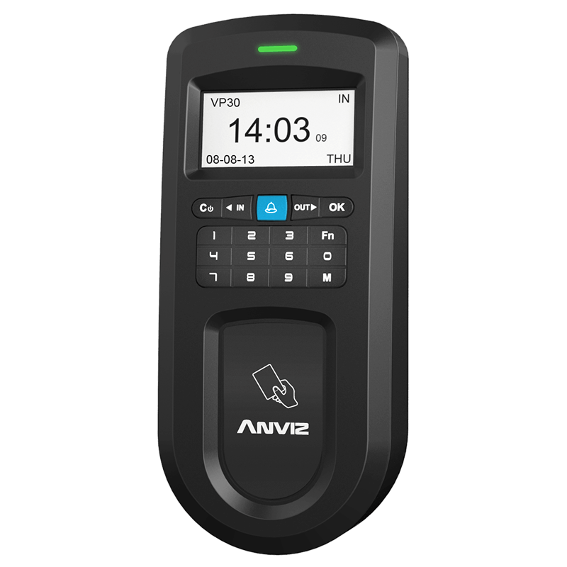 Anviz Terminal de Asistencia y Acceso RFID / Serie VP30 / Capacidad 20000 usuarios / TCP/IP, RS485, Teclado táctil para PIN