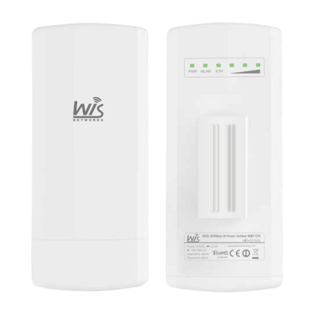 Wisnetwork CPE Inalámbrico 5Ghz 300Mbps 2X2 Mimo 27Dbm