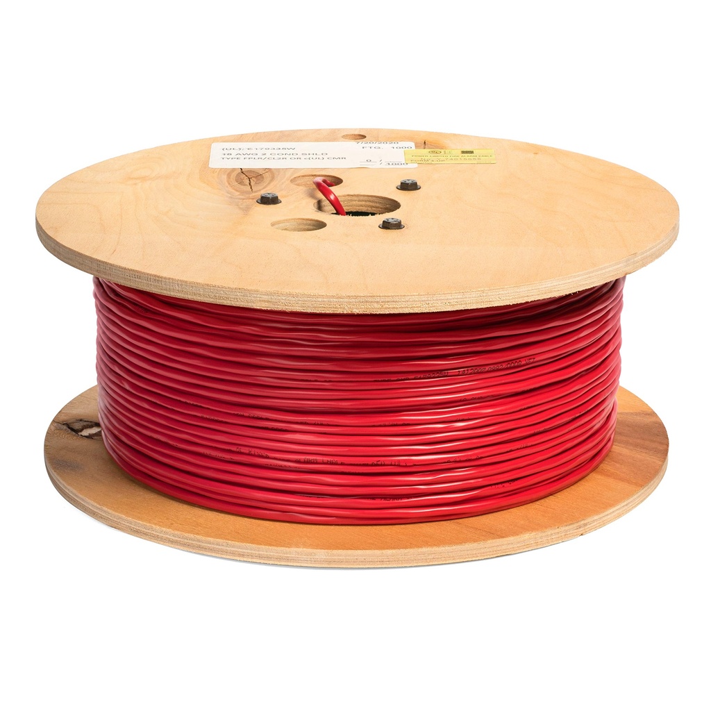 Cable para Incendios 18/2 100% Cobre - 1000 Pies, Rojo