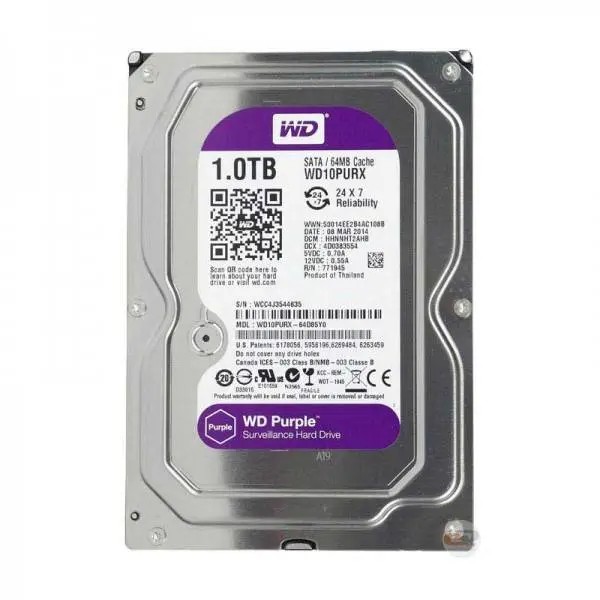 Western Digital Disco Duro 1TB Púrpura para Videovigilancia