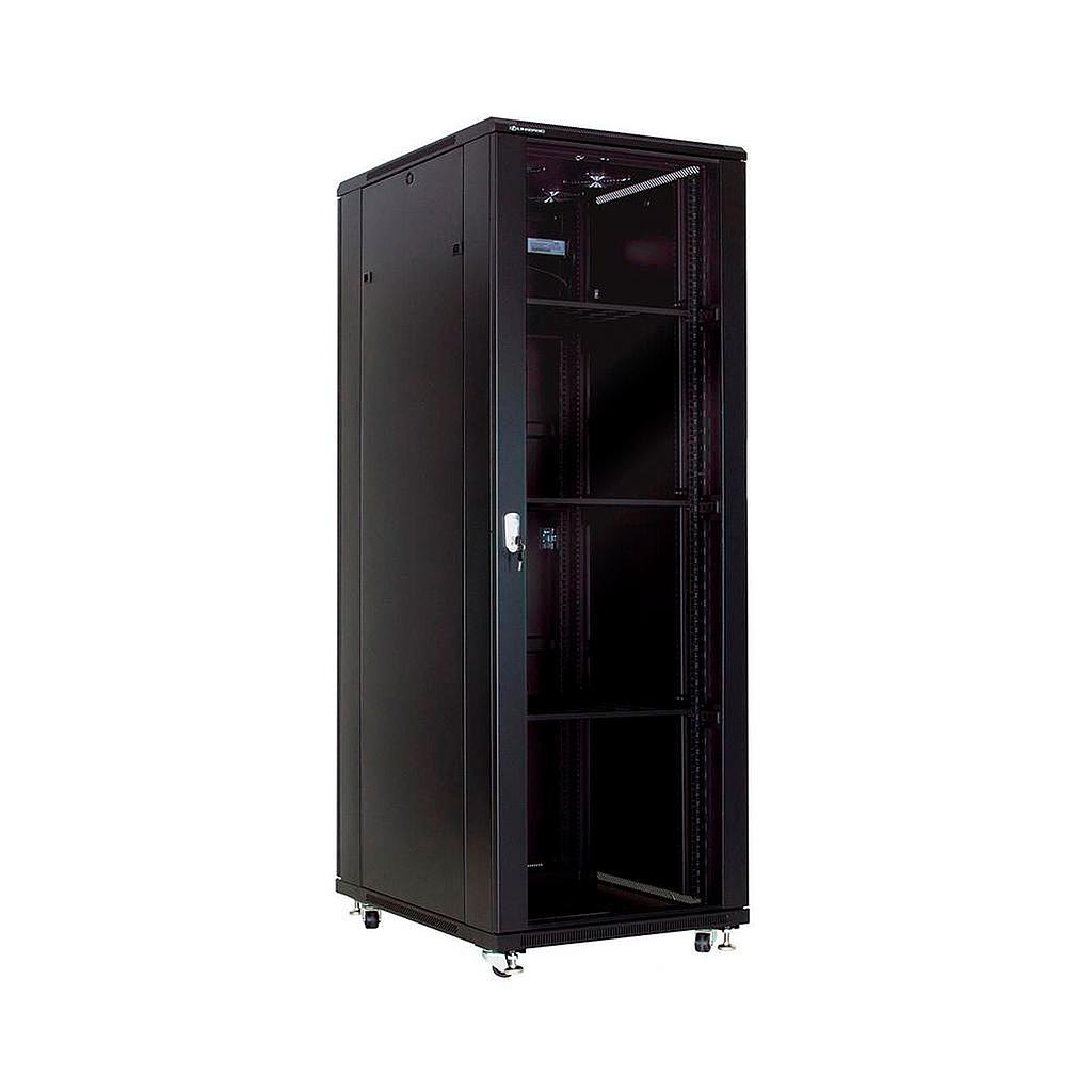 Linkbasic Gabinete de 42U Negro con Puerta de Cristal