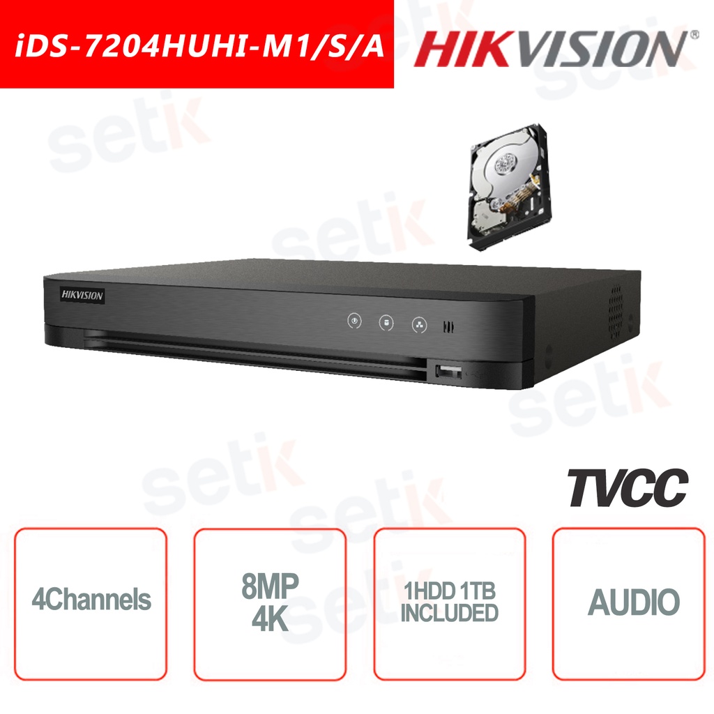 Hikvision DVR AcuSense 4ch. 8mp Lite/Decodificacion H.265+