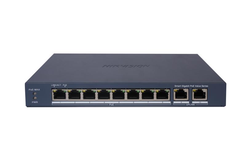 Hikvision Switch de 8 Puertos PoE 10/100mbps / +2 puertos Gigabit