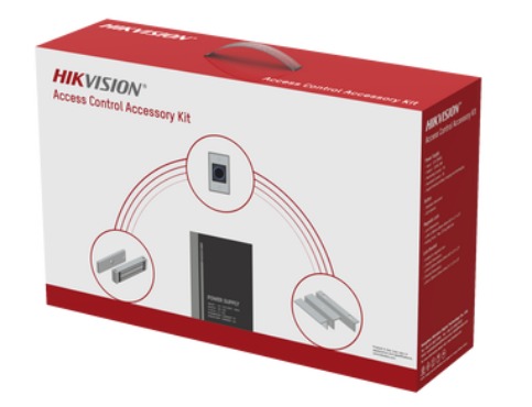 Hikvision Kit de Acceso: Fuente 12V a 2 A, Boton de Salida y Cerradura de 280Kg con ZL Bracket