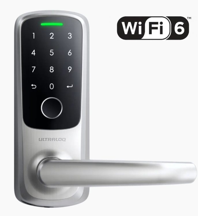 Anviz Cerradura Inteligente de Huella y PIN / Serie Ultraloq Latch 5 / Conectividad WiFi 6 integrada / Bluetooth, App Mobile, Exterior IP65