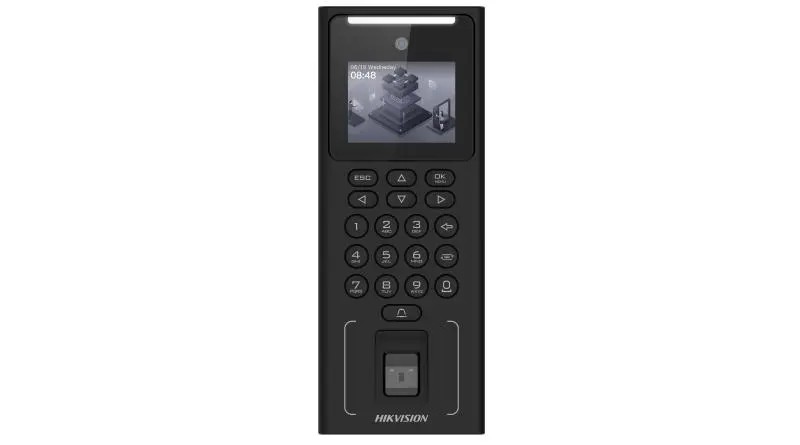 Hikvision Terminal de Acceso de PIN, Tarjetas M1 y Lector Biometrico/ RS-485/
