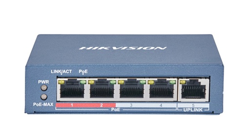 [DS-3E0105P-E/M] Switch no Admin. 4P PoE + 1 LAN/ 35W Hikvision