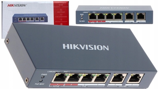 [DS-3E0106P-E/M] Switch no Admin. 4P PoE + 2 LAN/ 35W Hikvision