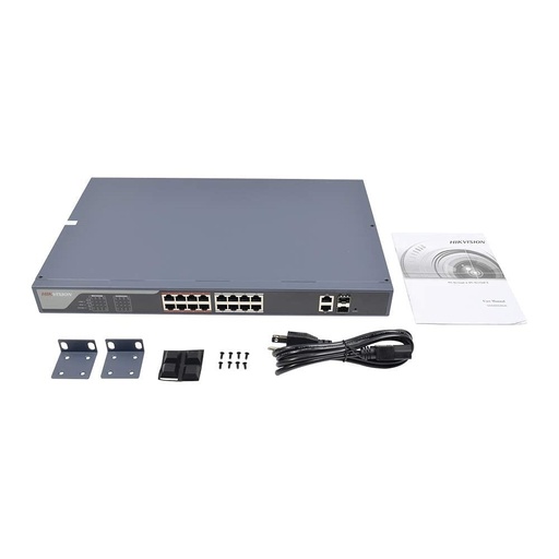 [DS-3E1318P-E] Hikvision Switch Admin. 16 Puertos PoE+ 2 Gigabit LAN + 2 SFP 230W