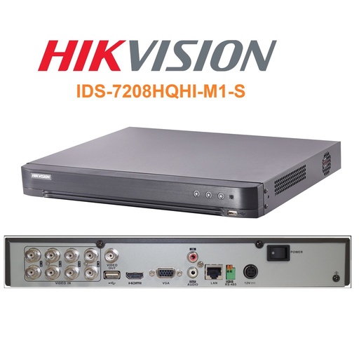 [iDS-7208HQHI-M1/S] Hikvision DVR 8Ch./Full 1080P/Acusense/1HDD 10TB