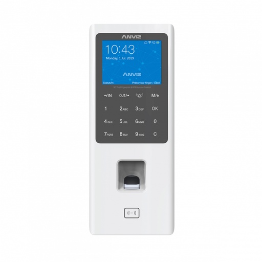 [W2PRO-WIFI] Anviz Terminal de Asistencia y Acceso Multimodal / Serie W2 Pro WiFi / Conectividad WiFi y Cloud / Huella, Tarjeta RFID y PIN, TCP/IP