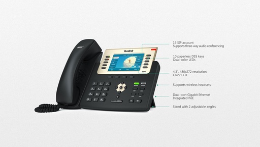 [SIP-T29G] Yealink Teléfono IP 10 Teclas de Línea con LED / 16 Cuentas VoIP