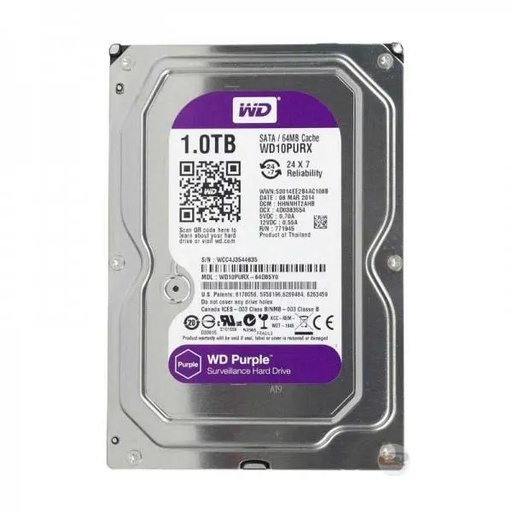 [WD10PURX] Western Digital Disco Duro 1TB Púrpura para Videovigilancia