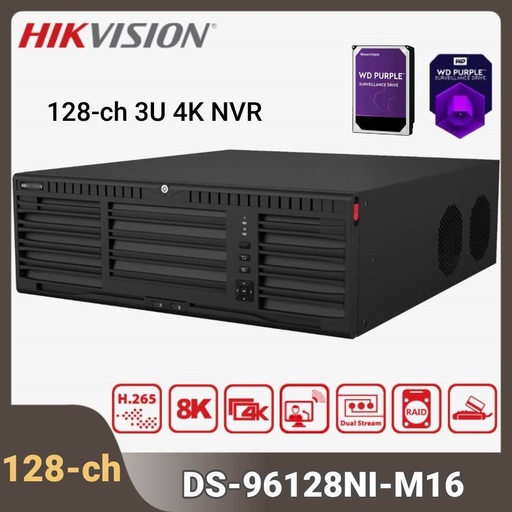 [DS-96128NI-M16] Hikvision NVR de 128 Canales 3U 4K