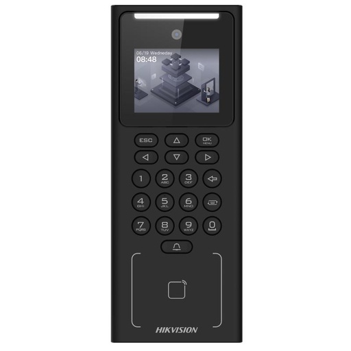 [DS-K1T321EWX] Hikvision Terminal de Acceso Facial 2Mpx Teclado y Tarjeta EM