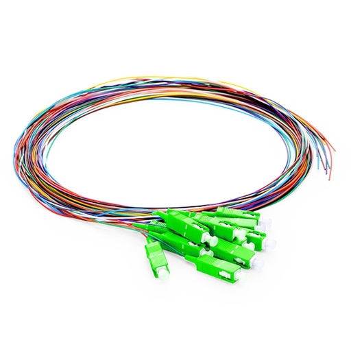 [GTK-PIGSM12-SC-APC] Getek 21105001-029-1 Pigtail SC APC Singlemode 9/125 OS2 Cinta, 1M/0.9mm, 12 Colores