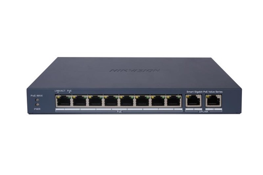 [DS-3E1510P-EI/M] Hikvision Switch de 8 Puertos PoE 10/100mbps / +2 puertos Gigabit