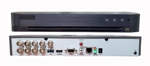 [iDS-7208HUHI-M1/XT] Hikvision DVR Hibrido de 8 Canales 8MP AcuSense / 1U/ H.265+/ Audio doble via