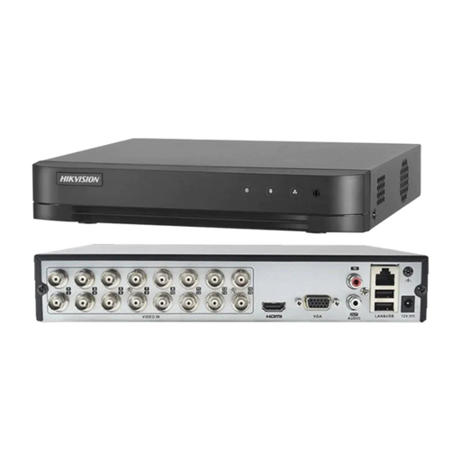 [iDS-7216HUHI-M2/XT] Hikvision DVR Hibrido de 16 Canales AcuSense 8MP/ 1U/ H.265+/ Audio doble via