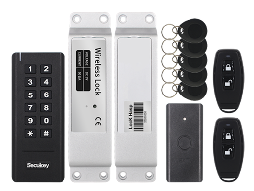 [BK-WS1] Baykus Kit Inalambrico para Uso en la Oficina o el Hogar, un Teclado + una Cerradura + un Boton de Salida + 1 Control Remoto + 2 Tags de Proximidad todo Inalambrico con una Señal de Codigo Variable de 433MHz.