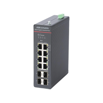 [DS-3T1512HP-SI-8P4F] Hikvision Switch 8 Puertos PoE Gigabit Industrial Administrable